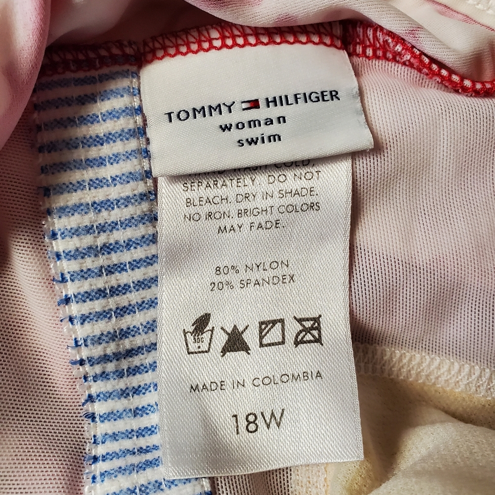 Tommy Hilfiger Red Floral Plus Size Swimsuit - Picture 5 of 9